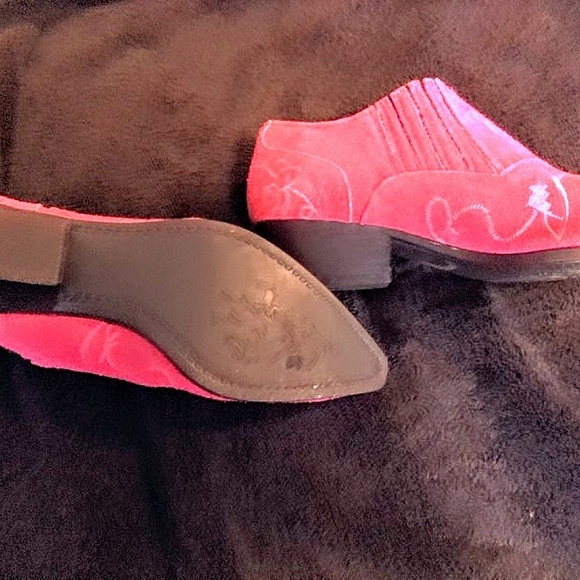 Fusia Pink Suede Cowboy Ankle Boots - Picture 4 of 4